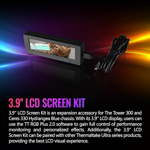 Thermaltake Tower 300/600 Series LCD Panel Kit; 3.9" LCD Display; Supported by Tt RGB Plus 2.0 Software; AC-073-OO1NAN-A1; 3 Year Warranty - color: Black, size: Tower 300 LCD Panel, style: Tower 300