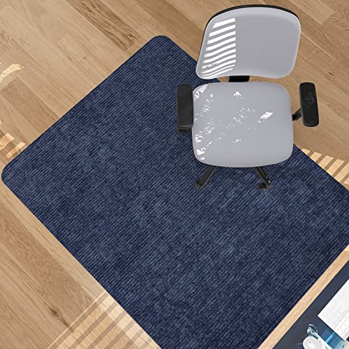 Placoot Desk Chair Mat for Hardwood Floor Corduroy Surface 1/6" Thick 55"x35" Office Chair Mat for Rolling Chairs-100% Large Anti-Slip Backing Under Desk Low-Pile Office Rug Floor Mat - color: Corduroy-navy, size: 55" x 35"