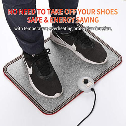 Electric Heated Floor Mats - AC 110V Foot Heater, Heated Foot Warmer Mat Under Desk for Office and Home (Gray) - color: Grey