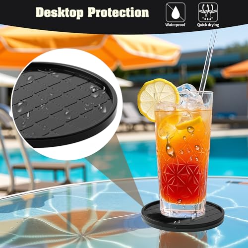 Coasters Set of 8,Hot or Cold Drink Coasters with Holder,Modern Style Coffee Table Coaster,Suitable for Kinds Cups Beer,Drink,Anti-Overflow Tabletop Protection(Black, 8pcs) - color: Black, size: 8 pcs