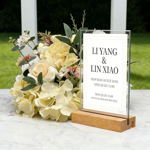 8.5x11 Inch Acrylic Sign Holder with Wooden Base, Desktop Display Stand (8.5x11 2Pack) - size: 8.5x11 2Pack