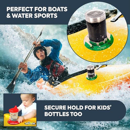 Lil Sucker Suction Cup Holder – Universal Drink Holder for Paddle Board, Kayak, ATV & Boat – Clip-On Coffee Anti-Spill - Outdoors Pack of 2 - color: Outdoors
