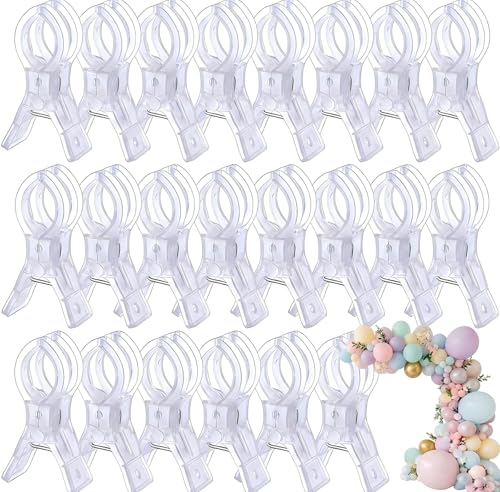 Balloon Arch Clips, Transparent, 20pcs, 3.54inch | Large Plastic Spring Clip, Heavy Duty Clamps, Clear, For Backdrop, For Balloon Arch