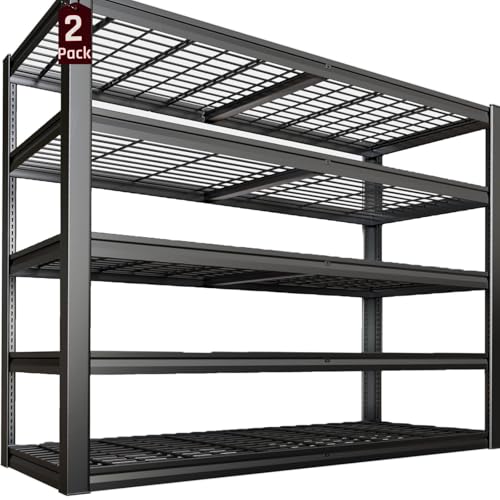 5-Tier Storage Shelves, 68" W Garage Shelving Heavy Duty Metal Adjustable Garage Shelves, Shelving Units Industrial Shelving for Warehouse, 68" W x 20" D x 84" H,2 Pack - size: 68"Wx84"Hx20"D | 5 Tier