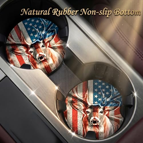 2PCS Bass Fish Car Cup Holder Coasters, Cars Coasters for Cup Holders, 2.75" Universal Anti Slip Rubber Mat with Finger Slot, Bass Fish Car Accessories Interior Decor, Fishing Gifts for Mem - color: Bass Fish Sunset Scene