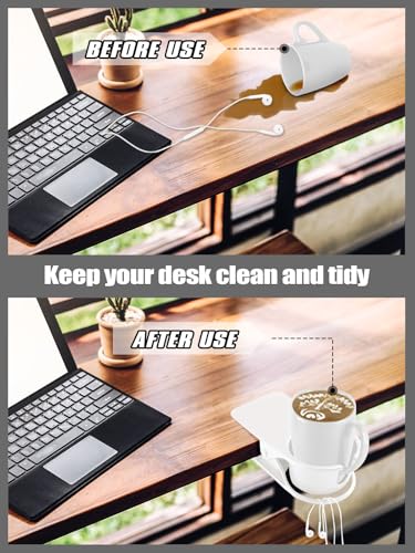 Kalolary 2PCS New Drinking Cup Holder Clip with Groove Table Bottle Cup Stand DIY Glass Cup Clamp Storage Saucer Clip Water Coffee Mug Holder Saucer Clip for Home Desk, White - color: 2PCS White