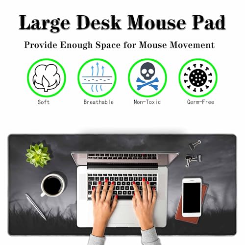 Creepy Zombies Gaming Mouse Pad Haunted Field Eerie Landscape Halloween Large Mousepad Desk Keyboard Mat for PC,Home,Office 35.4"X15.7" - color: Creepy zombies