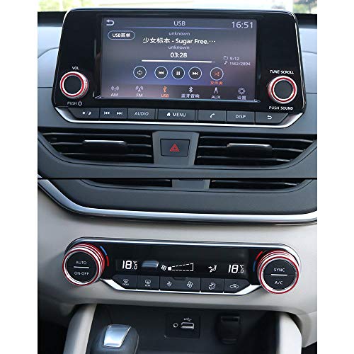 XITER Center Console Knobs AC Air Conditioning Button Audio Function Rear Mirror Knob Switch Cover Trim Compatible with Nissan Altima 2019 2020 2021-2025/Rogue 2021 2022 2023 2024 2025 2026(RED) - color: RED