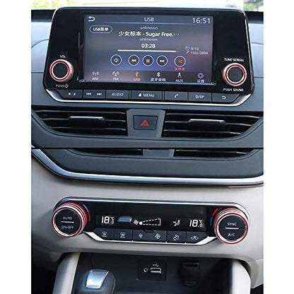 XITER Center Console Knobs AC Air Conditioning Button Audio Function Rear Mirror Knob Switch Cover Trim Compatible with Nissan Altima 2019 2020 2021-2025/Rogue 2021 2022 2023 2024 2025 2026(RED) - color: RED