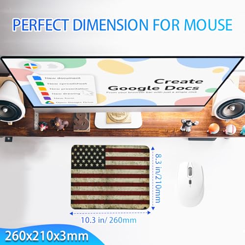 USA National Flag Gaming Mouse Pad, Large Mouse Pad for Desk Mat XL Mousepad, Stitched Edges Non-Slip Rubber Base Mouse Pads for Computers Laptop (USA Flag-Small-White) - color: USA Flag-Small-White