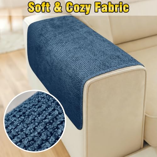 Couch Arm Covers, Sofa Arm Covers, Waterproof Armrest Cover for Sofa, Loveseat, Armchair, Anti-Slip Recliner Arm Cover, Headrest Cover, Arm Chair Covers Set of 2 (Navy Blue, 24"×24") - color: Navy Blue, size: 24" x 24" - 2 pcs