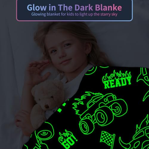 COMFAR Truck Blanket for Boys, Glow in The Dark Blanket for Kids/Toddler/Baby, Soft Fleece Blankets and Throw, Birthday 50"x 60" - color: Truck, size: 50"x 60"