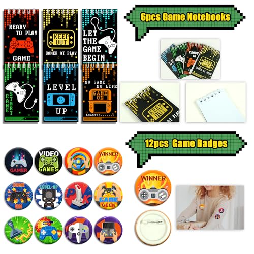 BANBALLON 54 PCS Video Game Party Favors Video Game Theme Notepads Wristbands Keychains For Level Up Party Gamer Birthday Party Classroom Rewards Supplies