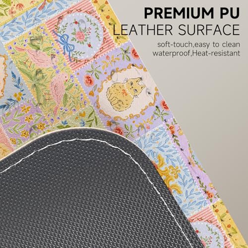 AUPET PU Leather Desk Pad Protector Blotter, Animal 35 x 17in Large Mouse Pad,Cute Office Desk Mat,Waterproof Non-Slip Desk Writing Drawing Pad for Office Home Game (Coffee Dogs) - color: Cat Queen