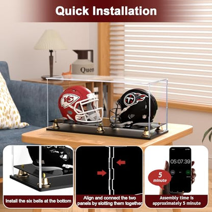 Double Mini Helmet Display Case - size: 17.4 x 7.1 x 7.9 inch