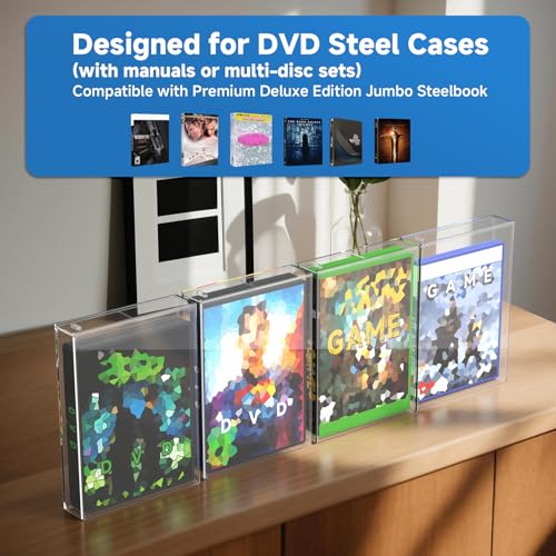 Steelbook Protector, Acrylic Wall Mount Display Case | 1Pack Clear Case, Inner 7.63" x 5.47" x 1.14", Compatible with Thickened Collector Edition DVD, Sturdy Acrylic, Case Only