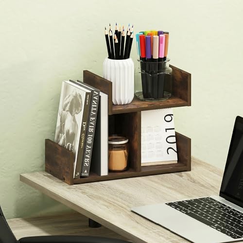 Furinno HERMITE Desk Organizers and Accessories, 2-Tier U-Shape Office Organization Shelf, Desk Top Book Shelf, for Office Supplies, Office Desktop Accessories, Amber Pine - color: Amber Pine, size: 12.4-Inch