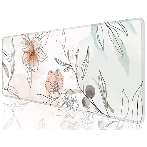 Desk Mat, 32" x 12" XXL Extended Large Gaming Mouse Pad, Desktop Decor Desk Pad, Cute Men Women Office Supplies and Accessories, XL Mouse Mat for Laptop & Keyboard, Watercolor Flowers - color: Watercolor Flowers, size: 32" x 12"