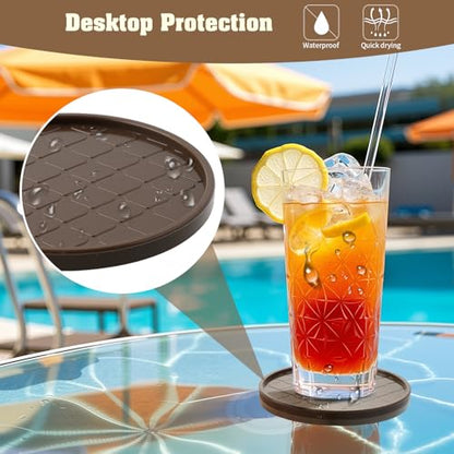 Coasters,Drink Coasters Set of 8 with Holder (Coffee, 12pcs) - color: Coffee, size: 12 pcs