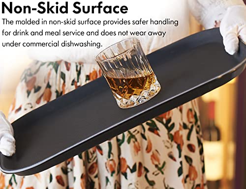 CURTA 2-Pack Restaurant Grade Non-Slip Trays, NSF, 16 Inch x 12 Inch, Plastic Rubber Lined Anti-Skid Rectangular Serving Tray, Black - color: Black-rectangular, size: 12 Inch x 16 Inch