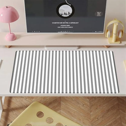 Gray Striped Desk Mat Cute Pastel XXL Large Gaming Mouse Pad Desk Pad Kawaii Aesthetic Home Office Decor Cozy Keyboard Laptop Computer Mat - color: A3- Gray