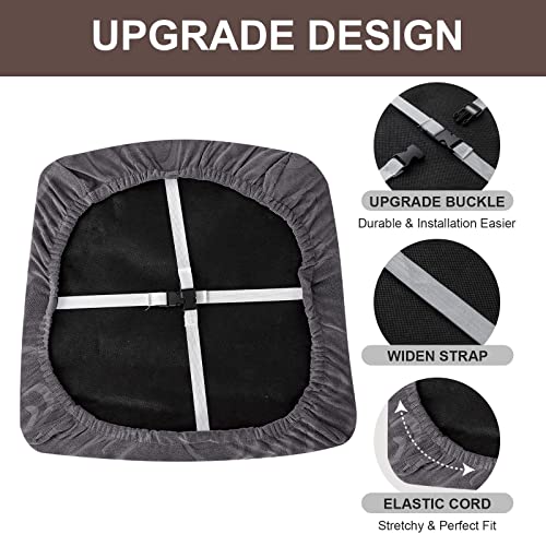 Genina Chair Seat Covers Waterproof Dining Room Chair Covers 2 Pack Stretch Seat Covers for Dinning Room Chair Protector Slipcover for Kitchen, Hotel (2, Flower Pattern-Dark Gray) - color: Flower Pattern-dark Gray