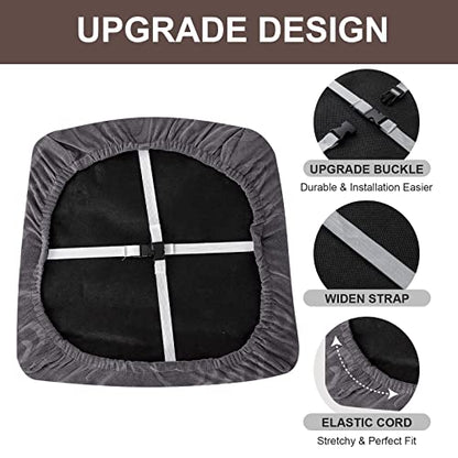 Genina Chair Seat Covers Waterproof Dining Room Chair Covers 2 Pack Stretch Seat Covers for Dinning Room Chair Protector Slipcover for Kitchen, Hotel (2, Flower Pattern-Dark Gray) - color: Flower Pattern-dark Gray