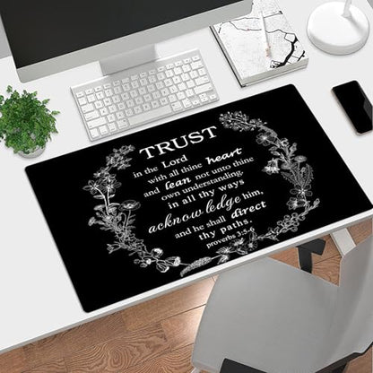 EOBTAIN Black and White Large Mouse Pad Bible Verse Keyboard Mat 31.5x15.7 Inch Scripture XXL Thin and Big Extended Desk Mat Smooth Non-Slip Rubber Mousepad Relaxing Spiritual Desk Accessories - color: Black