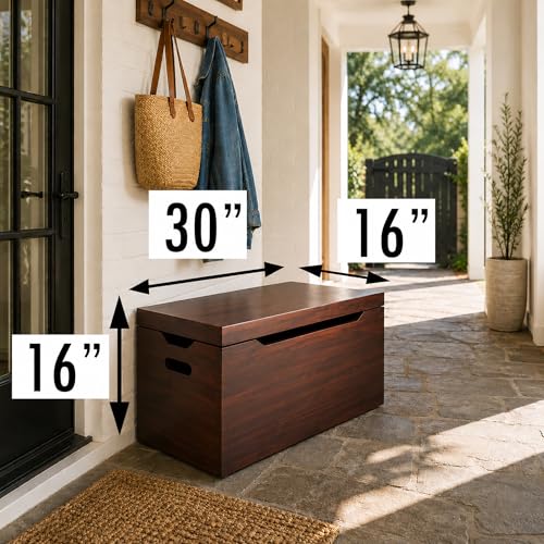 Entryway Storage Chest for Shoes, Boots, & Bags, Fully Assembled, Mahogany - color: Entryway Bench Storage - Mahogany