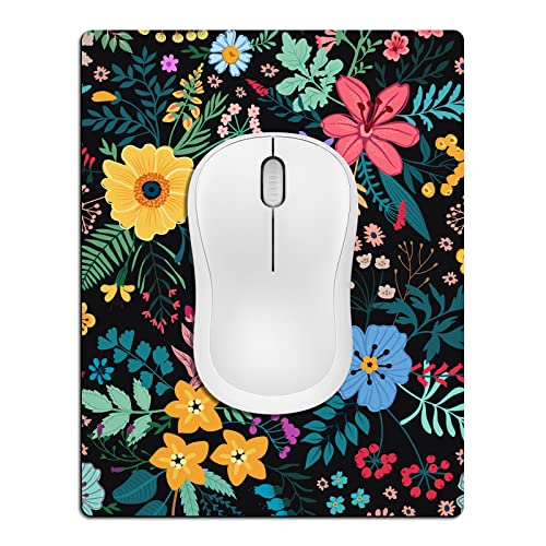 Small Mouse Pad Cute, Mini Mouse Pads for Wireless Mouse and Laptop, Travel Mousepad with Designs - Colorful Floral/Flowers, Aesthetic Portable Desk Decor for Women - color: Colorful Flowers 2, size: 7L x 5.5W inches