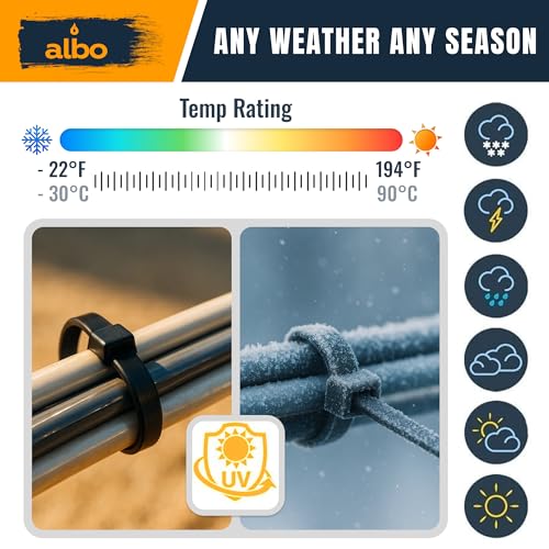 ALBO Zip Ties White 8 Inch 1000 Pack 40 lb, Long Plastic Cable Ties Thick 0.14 Inch Tie Wraps Heavy Duty UV Resistant Nylon Wire Ties for Indoor and Outdoor - size: 8" White 1000 Pack 40lb