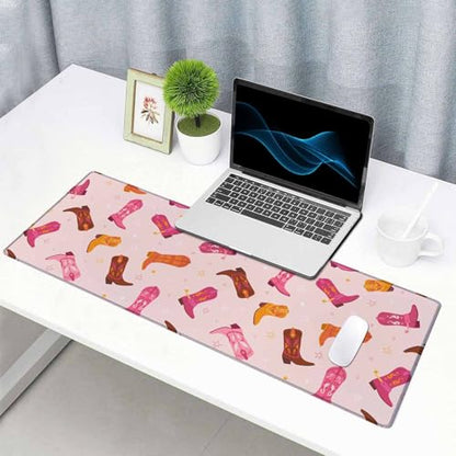 Gaming Mouse Pad, XXL Extended Computer Keyboard Long Mouse Mat, Large Desk Pad for Office Laptop, Non-Slip Rubber Base with Stitched Edge Mousepad, 31.5X11.8 inch Cowgirl Boots Pattern - color: Cowgirl Boots Pattern, size: 31.5" x 11.8"