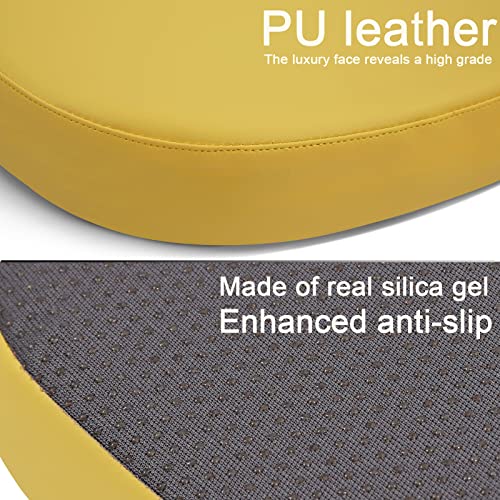 BUYUE Enhanced Anti-Slip Magnetic Bar Stool Cushion 1 Piece, Luxury PU Leather Waterproof Small Seat Cushion for Café Bistro Stackable Metal Stool (Square, Yellow, 1) - color: Yellow, style: Square-1 Pcs