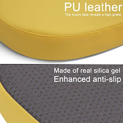 BUYUE 14" Metal Chair Cushion with Magnetic 1 Piece, Luxury PU Leather Waterproof Anti-Slip Seat Pad for Kitchen Cafe Dining Bistro Stackable Chairs (U-Shape, Yellow, 1) - color: Yellow, style: U-shape-1 Pcs