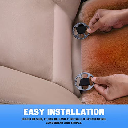 2Pack Car Front Seat Cushion, Soft Warm Faux Rabbit Fur Winter Auto Seat Cover, Fluffy Plush Vehicle Seat Protector Pad with Non-Slip Backing, Car Accessories for Home and Office Chair (Red/Brown) - color: Red/Brown