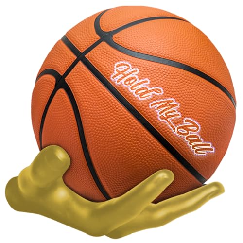 Wall-Mounted Ball Holder – Premium Resin – Basketball, Soccer, Football Display – Secure Ball Hanger, Sports Room Decor, Basketball Wall Mount for Man Caves, Memorabilia - color: Gold