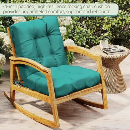 Outdoor Chair Cushions Set of 2, 42x21x4 Inch Patio Cushion for Dining/Rocking Chairs, High Back Soft Seat Pad with Ties, Indoor Outside Use, Fade-Resistant & Waterproof, Lake Blue - color: Lake Blue