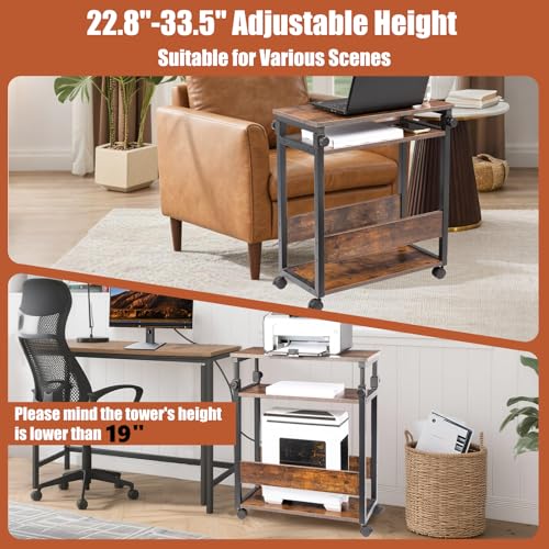 TooCust Height Adjustable Computer Tower Stand, Computer & Machine Carts, PC Tower Stand, Printer Stands with Wheels, 24" W x 12" D x 23"-38" H, Holds Up to 132 lbs (Fits Tower Lower Than 19") - style: Height Adjustable Computer Tower Stand