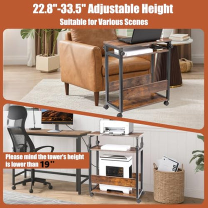 TooCust Height Adjustable Computer Tower Stand, Computer & Machine Carts, PC Tower Stand, Printer Stands with Wheels, 24" W x 12" D x 23"-38" H, Holds Up to 132 lbs (Fits Tower Lower Than 19") - style: Height Adjustable Computer Tower Stand