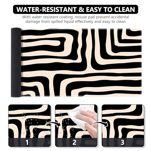 iCasso Gaming Mouse Pad (35.4x15.7 in), Large Stable Rubber Base Mousepad with Stitched Edges, Keyboard Mouse Mat for Work, Game, Office, Home - Curve - color: Curve