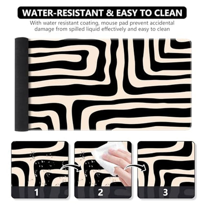 iCasso Gaming Mouse Pad (35.4x15.7 in), Large Stable Rubber Base Mousepad with Stitched Edges, Keyboard Mouse Mat for Work, Game, Office, Home - Curve - color: Curve