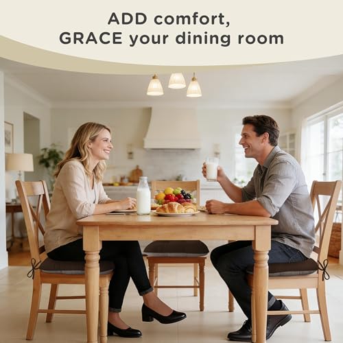 AddGrace Chair Cushions for Dining Chairs Set of 2 Non-Slip Kitchen Seat Cushions with Ties Tufted Thick Seat Pads for Indoor Kitchen Dining Furniture 17"x16"x3" Dark Brown - color: Dark Brown