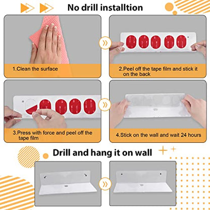 9 Inch Acrylic Floating Shelf, No Drill Adhesive Wall Shelf Set of 4 for Storage, Floating Shelves Damage-Free Expand Wall Space for Living Room, Office, Gaming Room, Bathroom - color: Clear