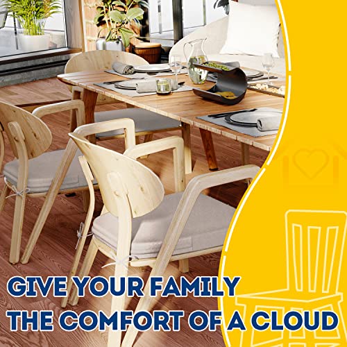 AAAAAcessories D-Shaped Chair Cushions, 2" Thick Dining Chair Pads with Ties and Removable, Machine-Washable Cover, 17" x 16", Set of 4, Oatmeal Beige - color: Oatmeal Beige, size: 4 Count(Pack of 1)