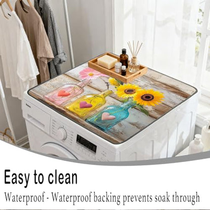 Nuxovilar Sunflower Bird Dryer Cover for the Top, Non-slip Washer & Dryer Protector, 23.62"x19.68" Dust-proof Washing Machine Mat, Diatom Mud Polyester Top Pad for Laundry Room - color: YTT00283-A