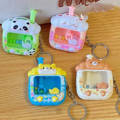 Aoekaff Mini Claw Machine Keychain Funny Tiny Arcade Games finger Toys Gifts for Bag Backpack Charm - color: Pink Cat
