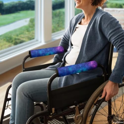 Wheelchair Armrest Pads Galaxy Print Office Chair Arm Covers Machine Washable Wheelchair Accessories 2 Piece Arm Rest Padded Cover for Office Transport Chair 13 inch - color: Galaxy