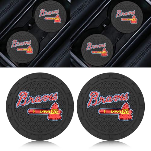 Car Cup Holder Coasters for Atlanta Braves Baseball Fans, Braves Car Coasters for Cup Holder Insert Silicone Non-Slip - color: 11br12av
