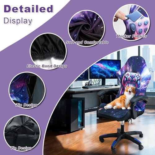 Gaming Chair Covers, 3D Printing One-piece Universal Fit Gaming Chair Seat Cover with Armrest Sloipcover(Color:Style 1) - color: Style 1