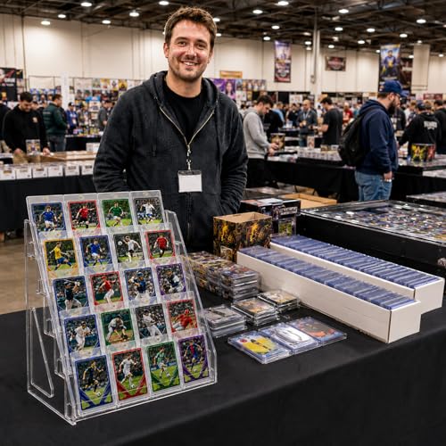 DEEIF 2 Pack Acrylic Trading Card Display Stand, 5-Tier Clear Shelf Holds Up to 40 Cards, 12" Wide Card Holder for Top loaders & Magnetic Cases, Large Storage for TCG, MTG Cards - size: 5 Tier, 2 Pack